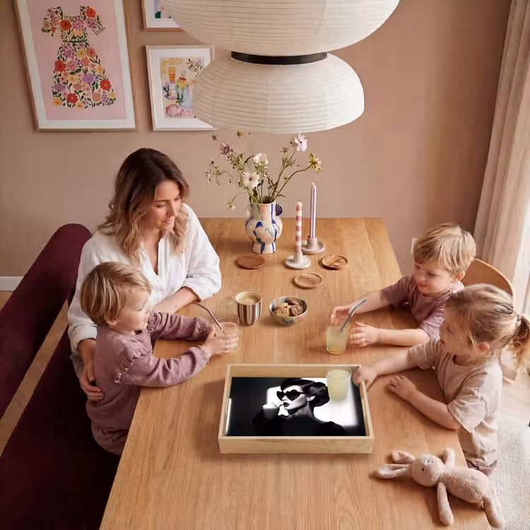 Vrouw - Zwart - Hart Dienblad Rechthoek middel -sfeer4