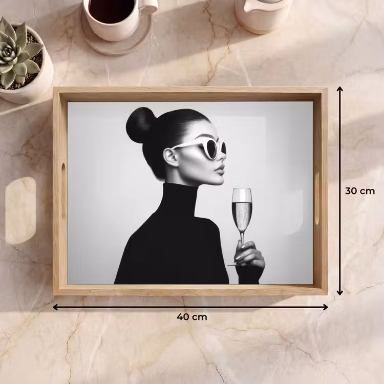 Vrouw - Champagne - Modern Dienblad Rechthoek middel -USP_Formaat