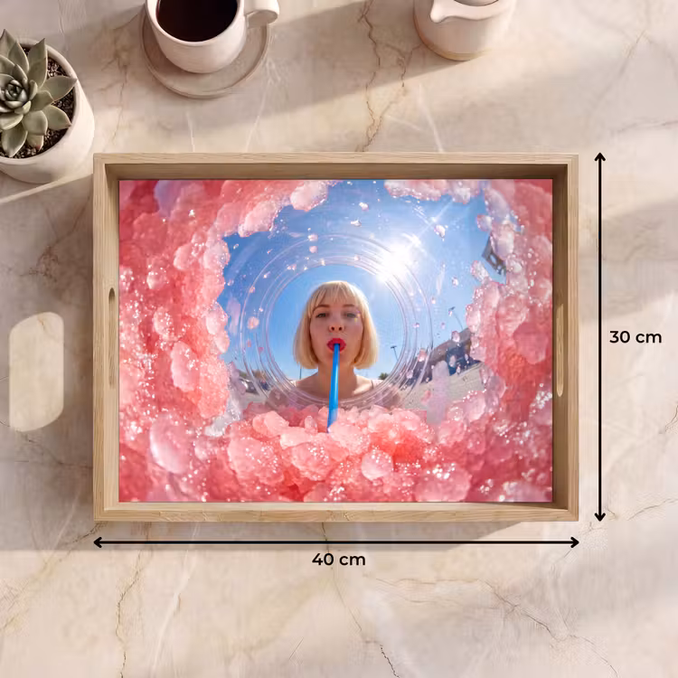 Vrouw - Drank - Zomer - Roze - Blauw Dienblad Rechthoek middel -USP_Formaat