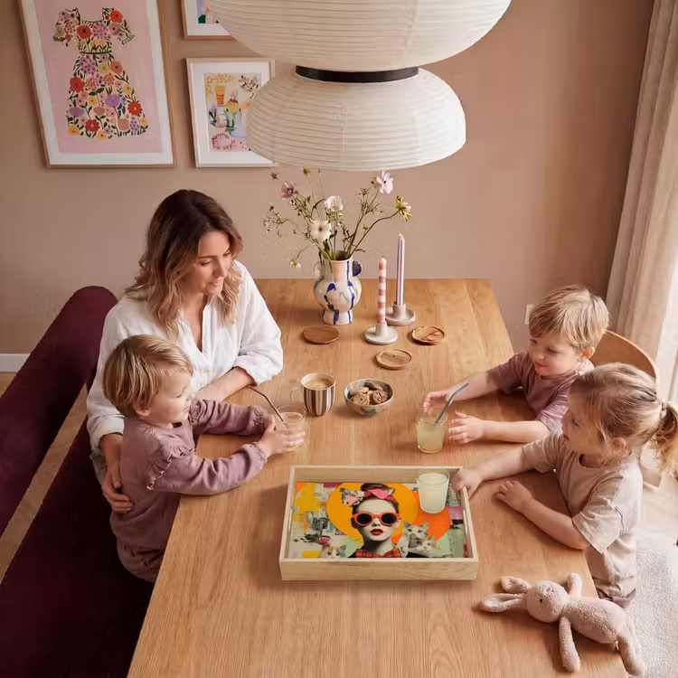 Vrouw - Bril - Strik - Retro Dienblad Rechthoek middel -sfeer4