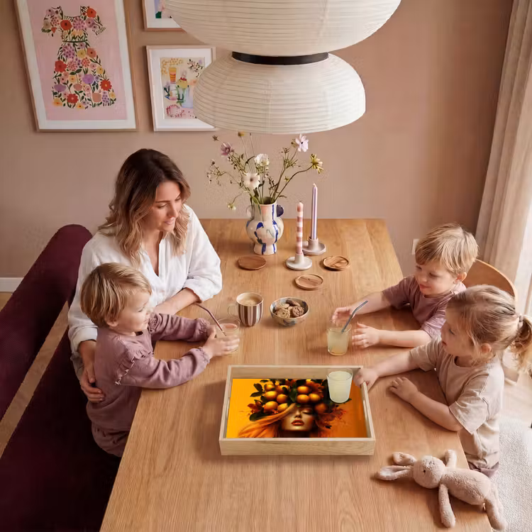 Vrouw - Citroenen - Bloesem - Geel Dienblad Rechthoek middel -sfeer4