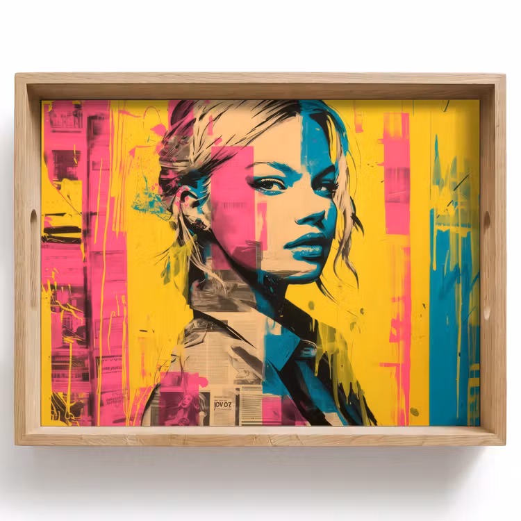 Vrouw - Verfstrepen - Gekleurd Dienblad Rechthoek middel -z3d_shopping