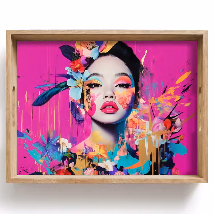 Vrouw - Portret - Abstract - Paars Dienblad Rechthoek middel -z3d_shopping