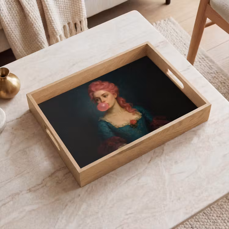 Vrouw - Portret - Kauwgombel Dienblad Rechthoek middel -sfeer1