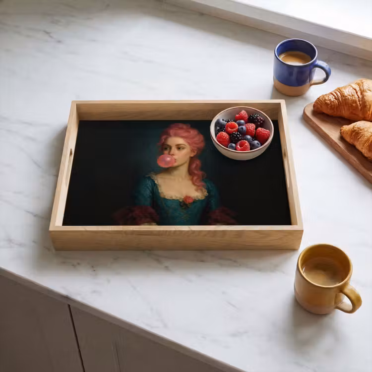 Vrouw - Portret - Kauwgombel Dienblad Rechthoek middel -sfeer2