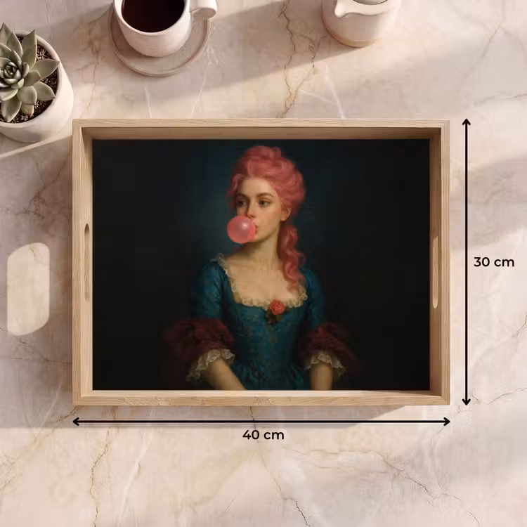 Vrouw - Portret - Kauwgombel Dienblad Rechthoek middel -USP_Formaat