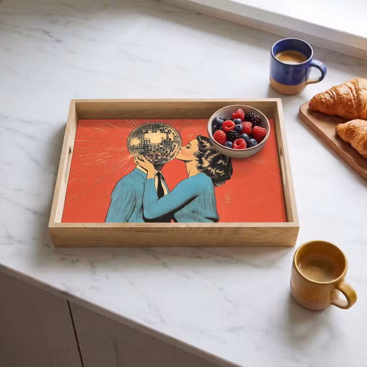Vrouw - Retro - Discobal - Kus Dienblad Rechthoek middel -sfeer2