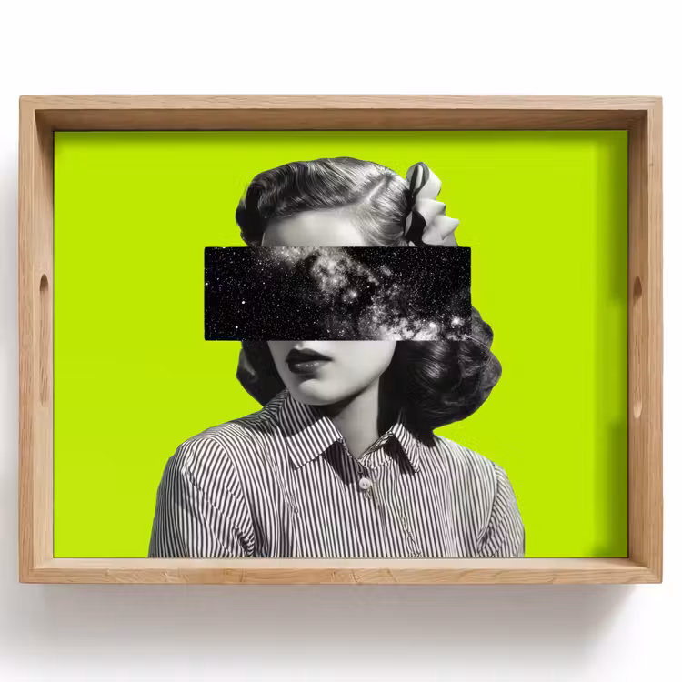 Vrouw - Sterrenhemel - Groen Dienblad Rechthoek middel -z3d_shopping