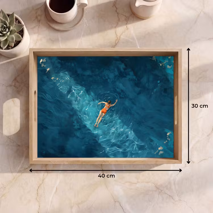 Vrouw - Water - Bikini - Oranje Dienblad Rechthoek middel -USP_Formaat
