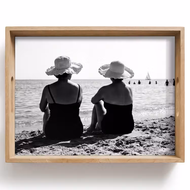 Vrouwen - Zonnehoed - Strand - Zwart - Wit Dienblad Rechthoek middel -z3d_shopping