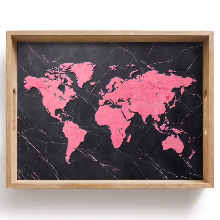 Wereldkaart - Roze - Marmer Dienblad Rechthoek middel -z3d_shopping