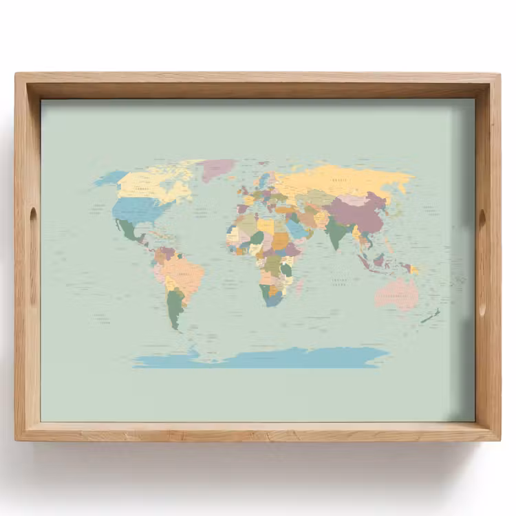 Wereldkaart - Realistisch - Kaart Dienblad Rechthoek middel -z3d_shopping