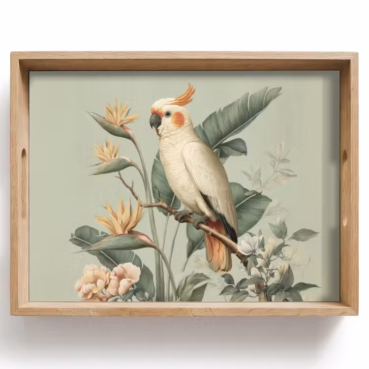 Gele kuifkaketoe - paradijsvogelbloemen - Groen Dienblad Rechthoek middel -z3d_shopping