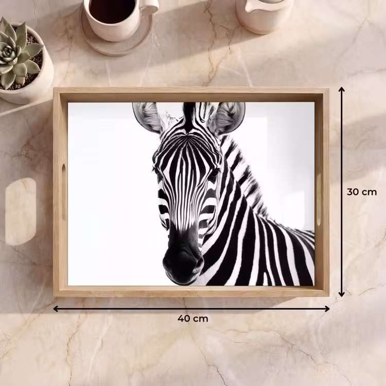 Zebra - Close-up - Zwart - Strepen Dienblad Rechthoek middel -USP_Formaat