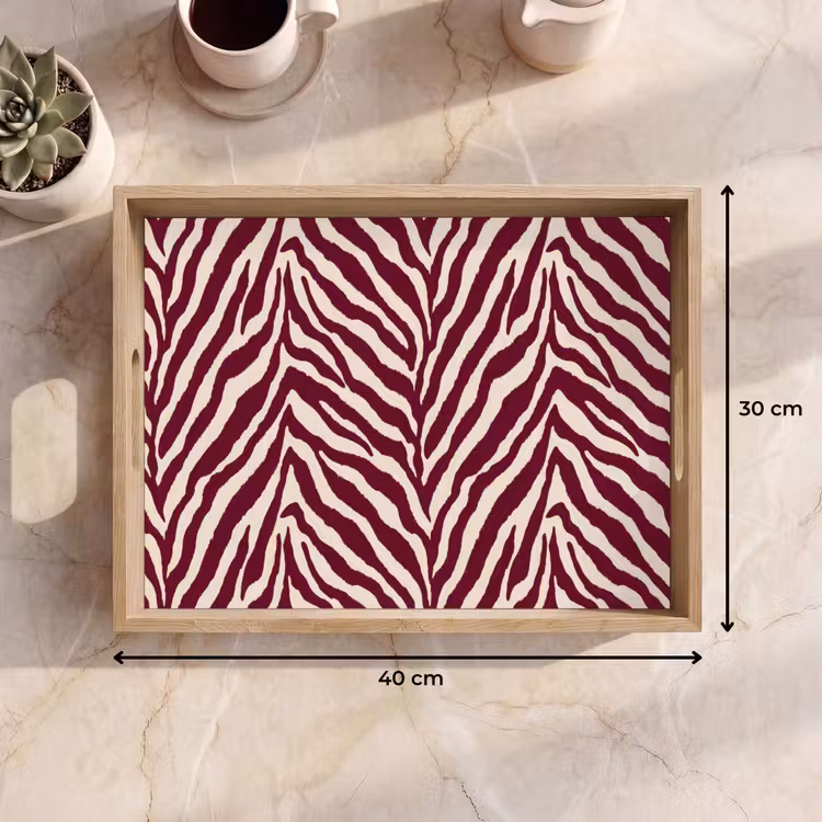 Zebra - Motief - Bordeaux - Rood Dienblad Rechthoek middel 911 -USP_Formaat