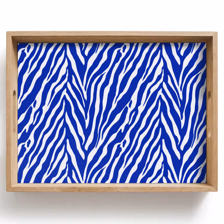 Zebra - Patroon - Kobalt - Blauw Dienblad Rechthoek middel 911 -z3d_shopping