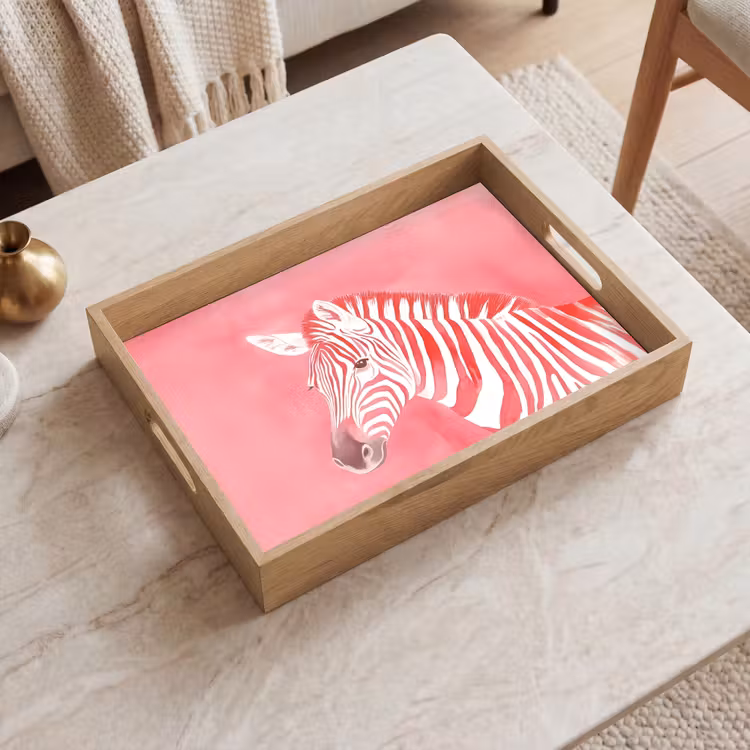 Zebra - Pink - Verf Dienblad Rechthoek middel -sfeer1
