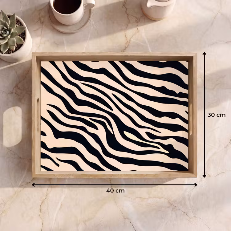 Zebraprint - Dynamisch - Roze Dienblad Rechthoek middel -USP_Formaat