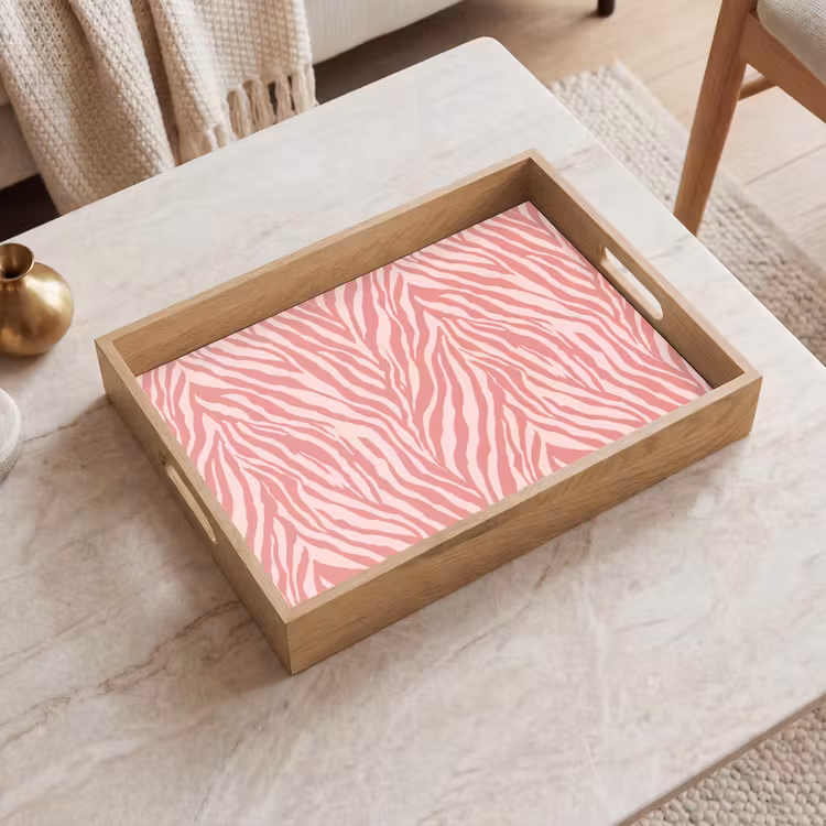 Zebra - Print - Roze Dienblad Rechthoek middel 911 -sfeer1
