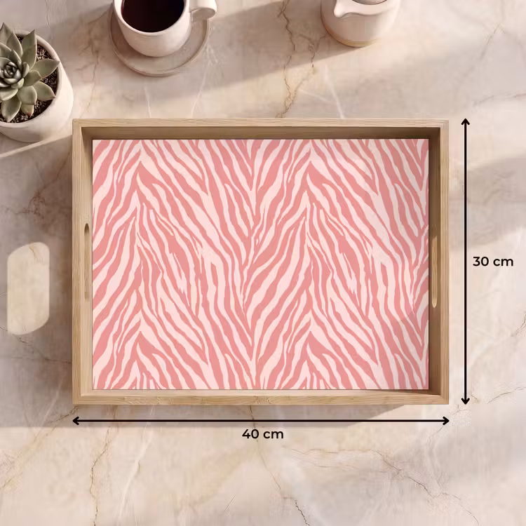 Zebra - Print - Roze Dienblad Rechthoek middel 911 -USP_Formaat