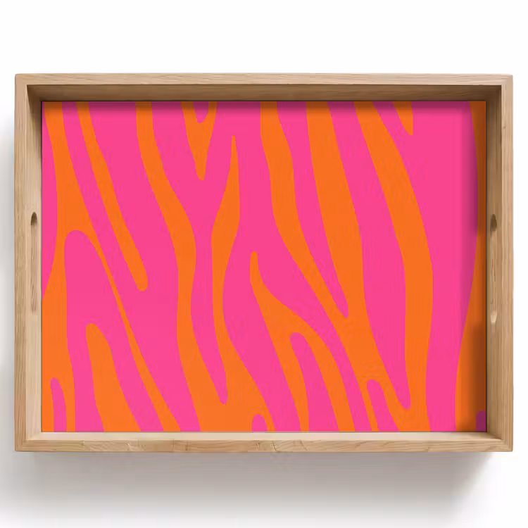 Zebraprint - Roze - Oranje - Dierenprint Dienblad Rechthoek middel -z3d_shopping