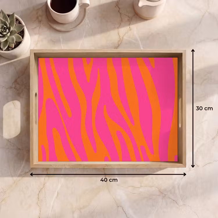 Zebraprint - Roze - Oranje - Dierenprint Dienblad Rechthoek middel -USP_Formaat