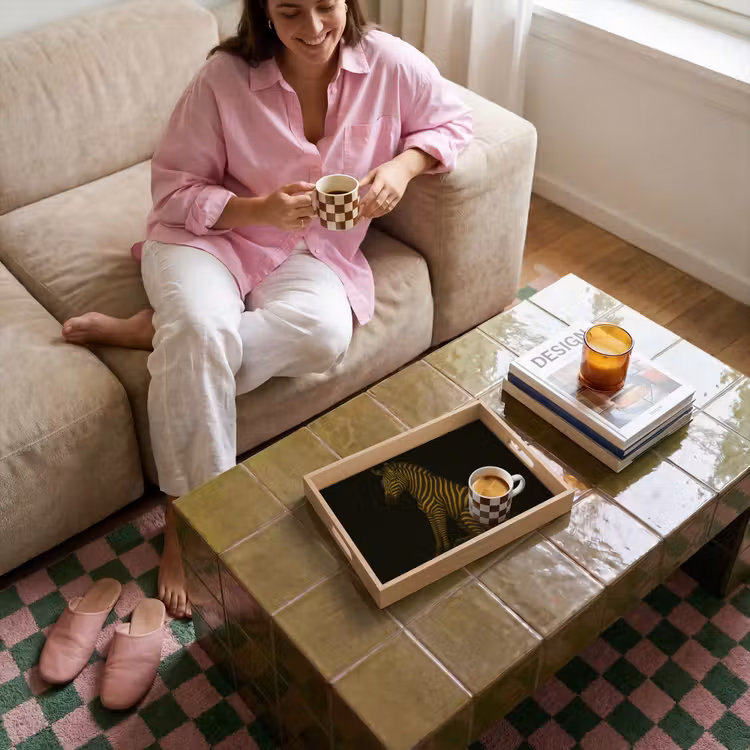 Zebra - Strepen - Goud Dienblad Rechthoek middel -sfeer3