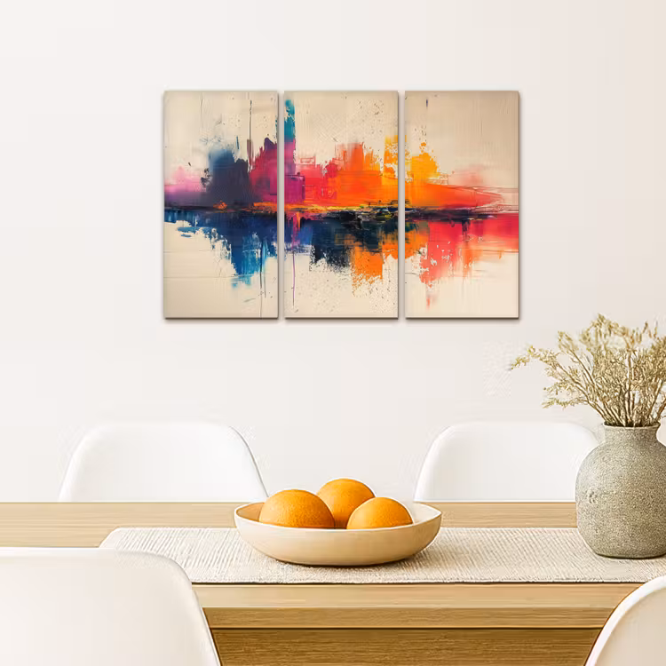 Kleurrijk - Abstract - Verflook - Modern Canvas - Meerluiken 3 luik klein -sfeer4
