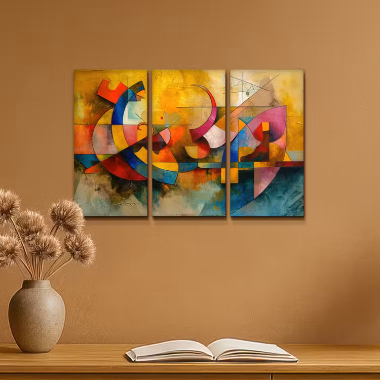 Kleurrijk - Geometrisch - Abstract Canvas - Meerluiken 3 luik klein -sfeer5
