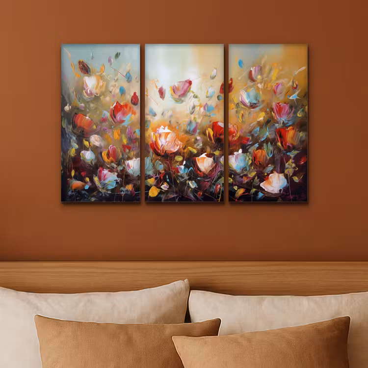 Bloemen - Abstract - Verflook - Kleurrijk Canvas - Meerluiken 3 luik klein -sfeer2