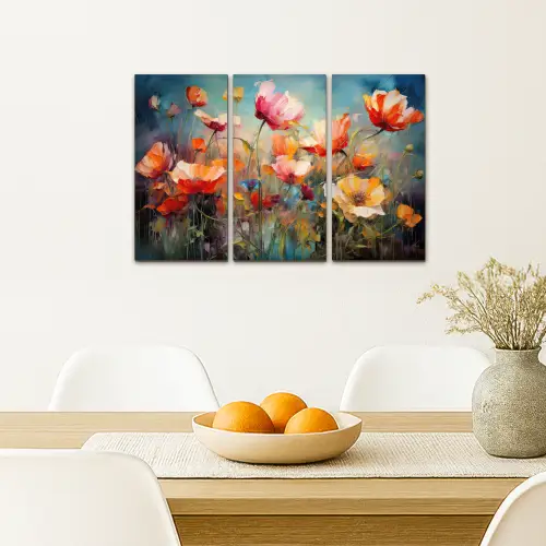 Bloemen - Kleurrijk - Abstract Canvas - Meerluiken 3 luik klein -sfeer4