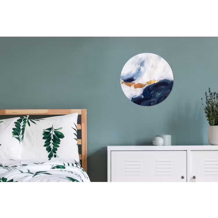 Abstract - Acryl - Blauw - Goud - Elegant Wandcirkel aluminium klein -slaapkamer