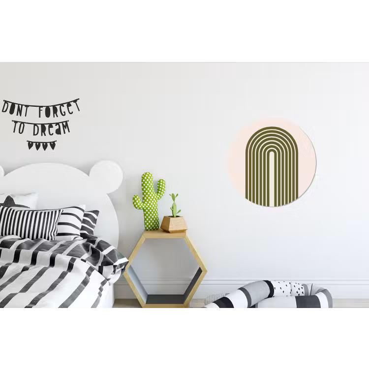 Abstract - Bogen - Modern - Groen - Kunst Wandcirkel aluminium klein -kinderkamer
