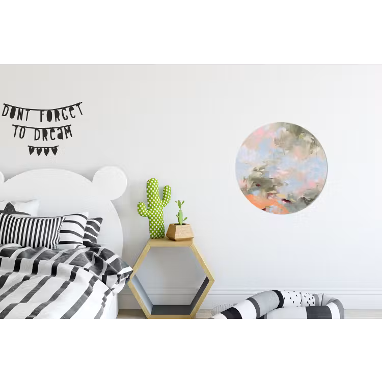 Abstract - Borstelstreken - Kunst - Modern - Pastel Wandcirkel aluminium klein -kinderkamer