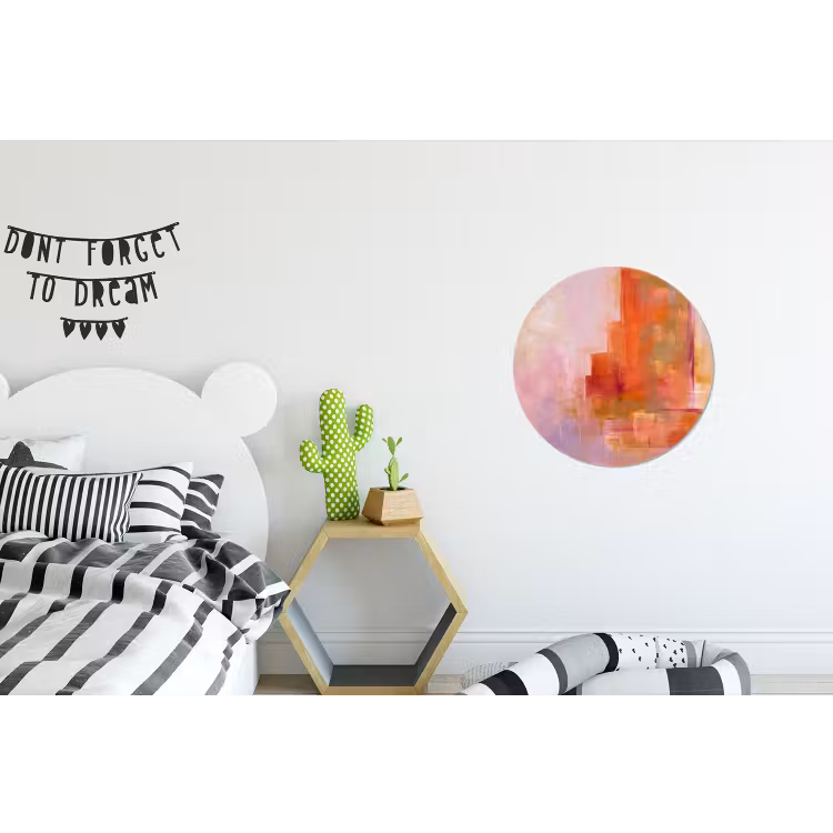 Abstract - Borstelstreken - Kunst - Paars - Goud Wandcirkel aluminium klein -kinderkamer