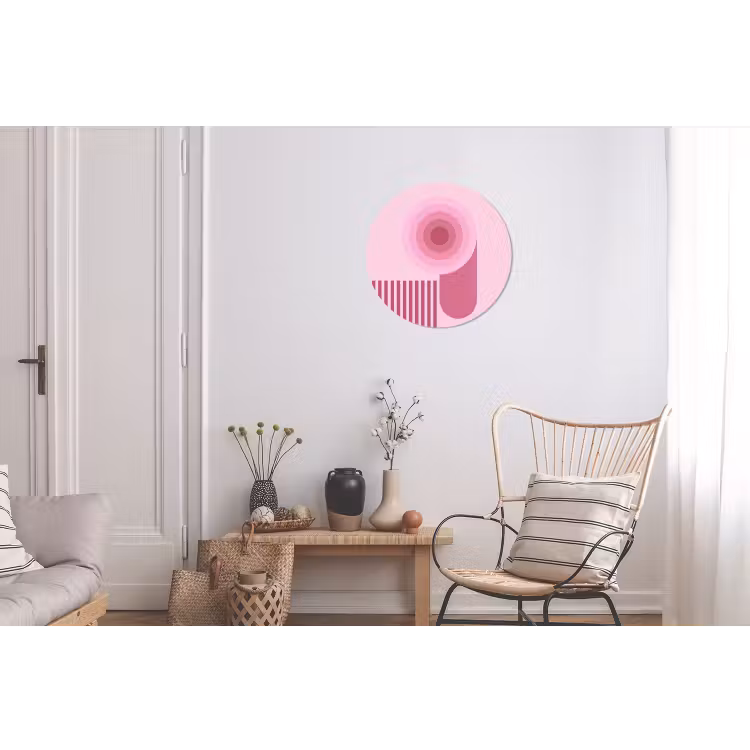 Abstract - Cirkels - Strepen - Modern - Roze Wandcirkel aluminium klein -woonkamer