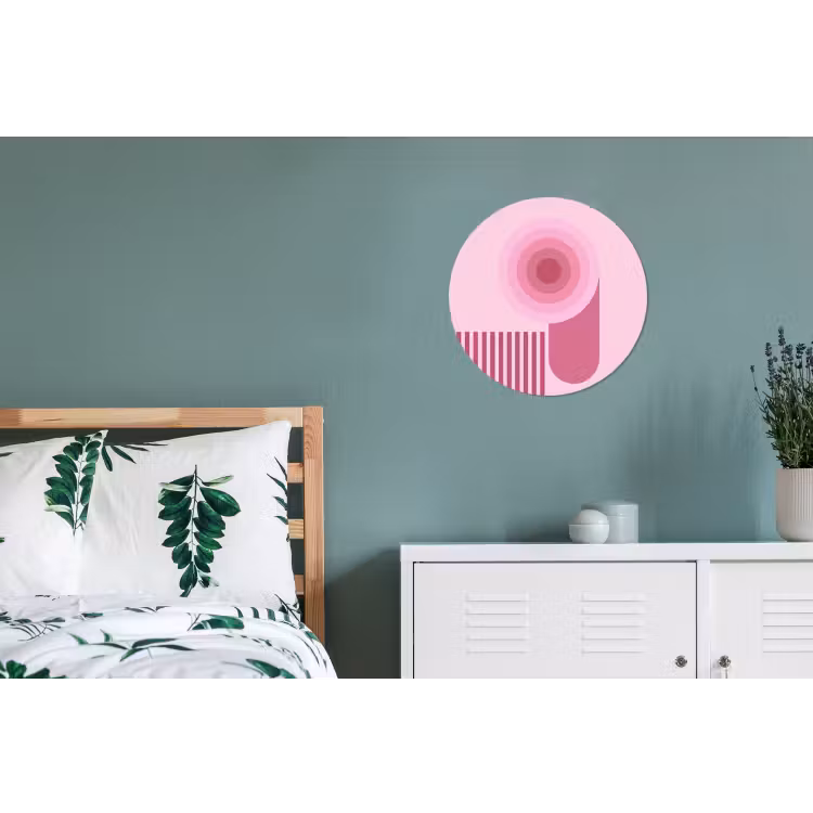 Abstract - Cirkels - Strepen - Modern - Roze Wandcirkel aluminium klein -slaapkamer