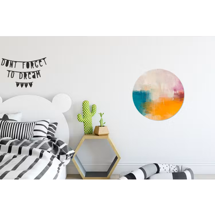 Abstract - Kleurrijk - Modern - Kunst - Oranje Wandcirkel aluminium klein -kinderkamer