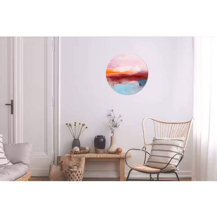 Abstract - Kleuren - Modern - Kunst - Roze Wandcirkel aluminium klein -woonkamer