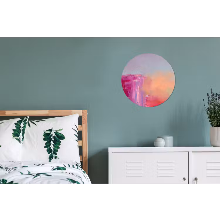 Abstract - Kleuren - Modern - Roze Wandcirkel aluminium klein -slaapkamer