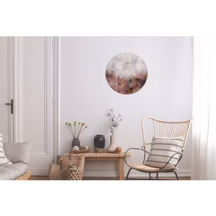 Abstract - Vloeiend - Kunst - Modern - Beige Wandcirkel aluminium klein -woonkamer