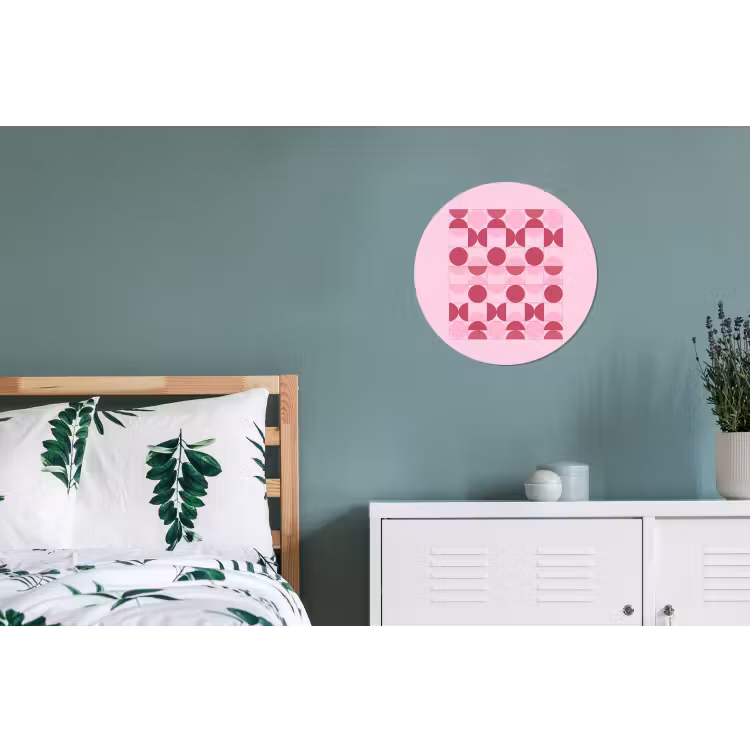 Abstract - Geometrisch - Cirkels - Roze - Modern Wandcirkel aluminium klein -slaapkamer