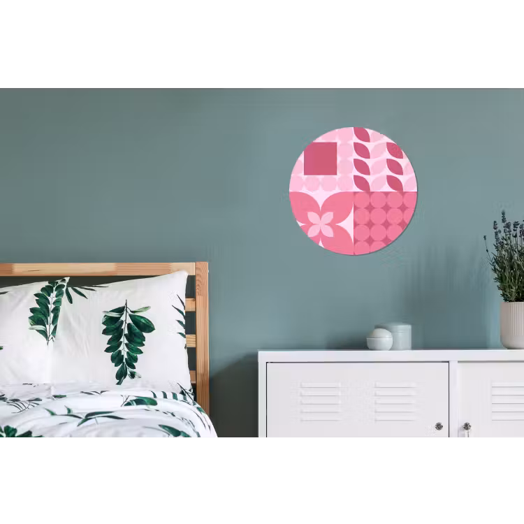 Abstract - Geometrisch - Patroon - Modern - Roze Wandcirkel aluminium klein -slaapkamer