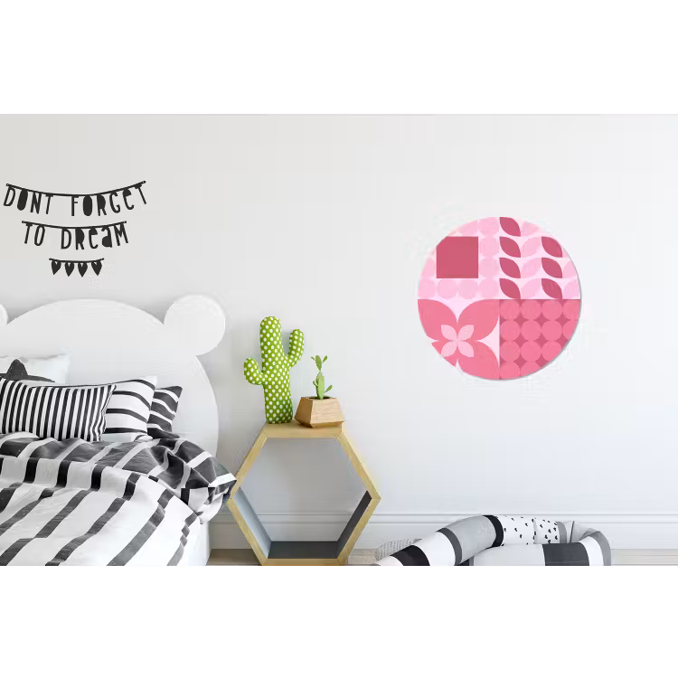 Abstract - Geometrisch - Patroon - Modern - Roze Wandcirkel aluminium klein -kinderkamer