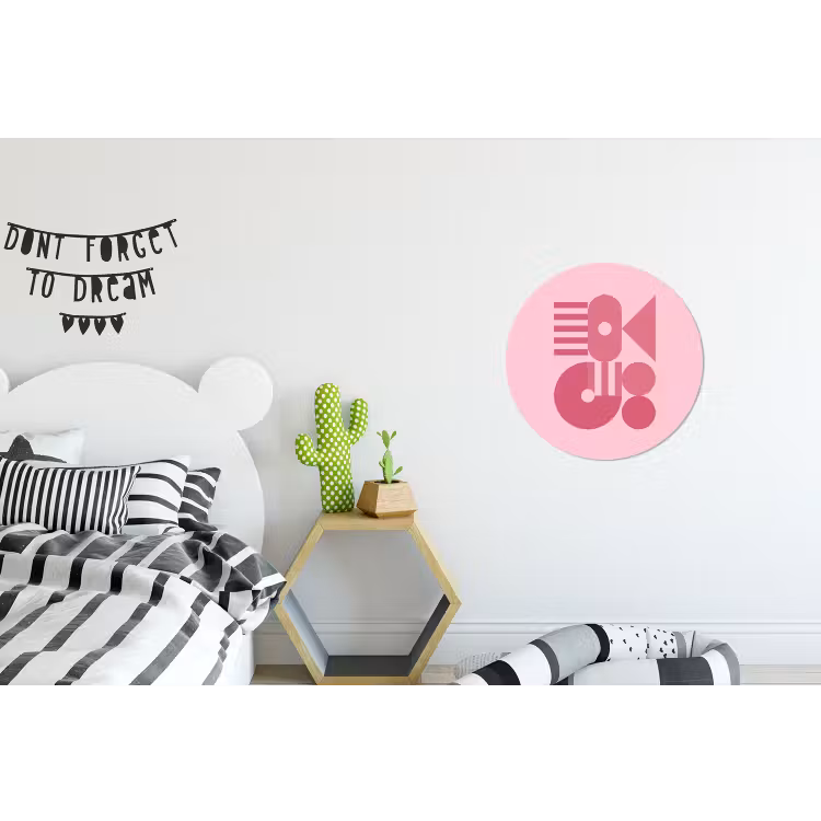 Abstract - Geometrisch - Vormen - Roze Wandcirkel aluminium klein -kinderkamer