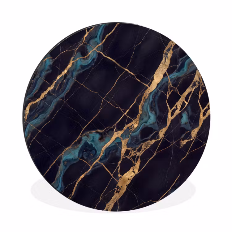 Abstract - Gouden lijnen - Kunst - Modern - Zwart Wandcirkel aluminium klein -3d