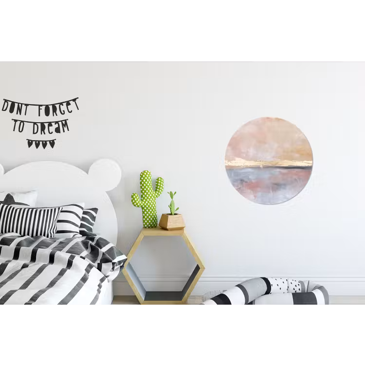 Abstract - Horizontaal - Kunst - Roze - Goud Wandcirkel aluminium klein -kinderkamer