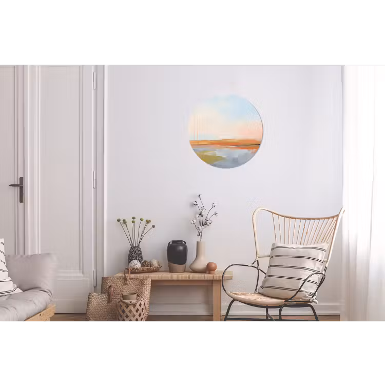 Abstract - Landschap - Horizon - Modern - Kleurrijk Wandcirkel aluminium klein -woonkamer