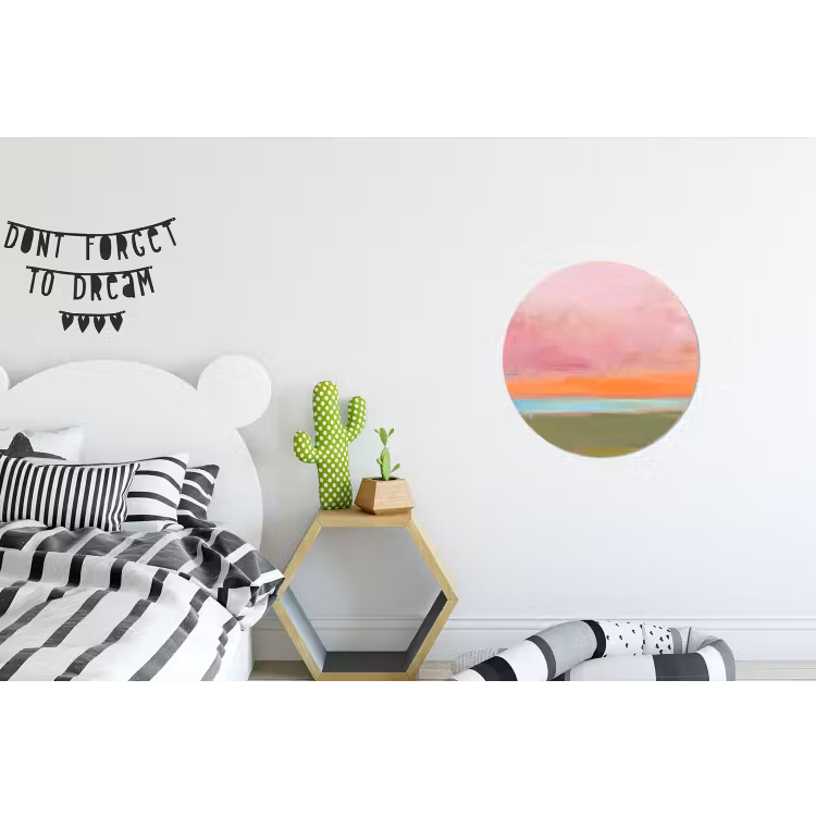 Abstract - Landschap - Modern - Roze - Oranje Wandcirkel aluminium klein -kinderkamer