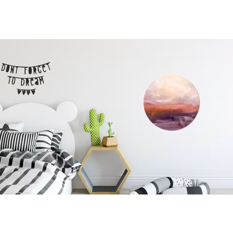 Abstract - Landschap - Modern - Paars - Oranje Wandcirkel aluminium klein -kinderkamer